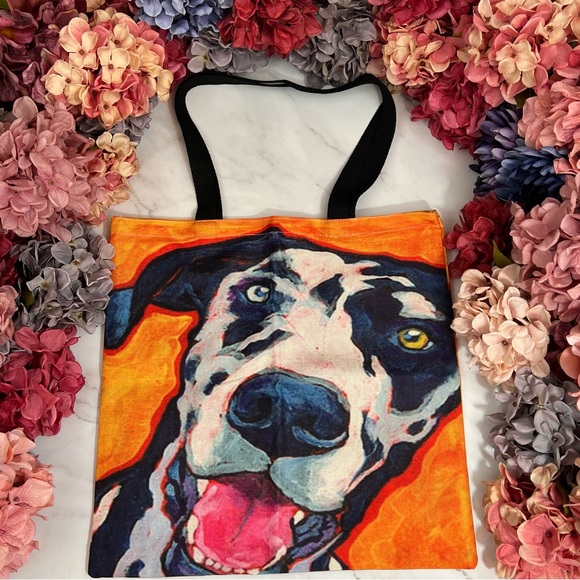 Eco-Friendly Goofy Black and White Dalmatian Dog Folding Tote Bag - Picture 2 of 15